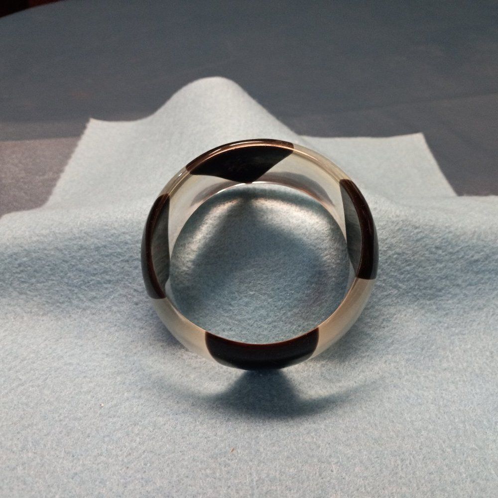 Clear And Black Triangular Design Lucite/Resin/Pl… - image 1